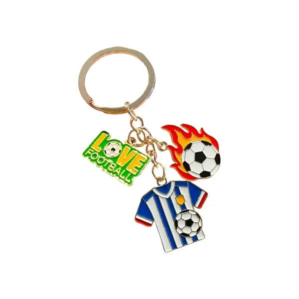 3-in-1 Custom Shape Soft Enamel Soccer Keychain Pendant