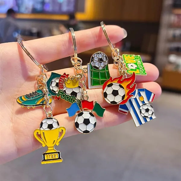 3-in-1 Custom Shape Soft Enamel Soccer Keychain Pendant