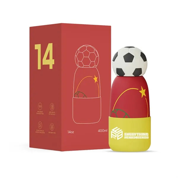 14oz Insulated Water Bottle with Soccer Ball Silicone Lid