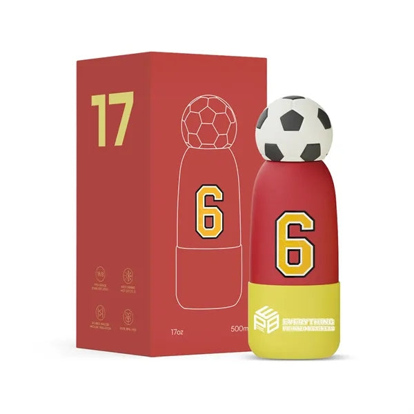 17oz Insulated Water Bottle with Soccer Ball Silicone Lid