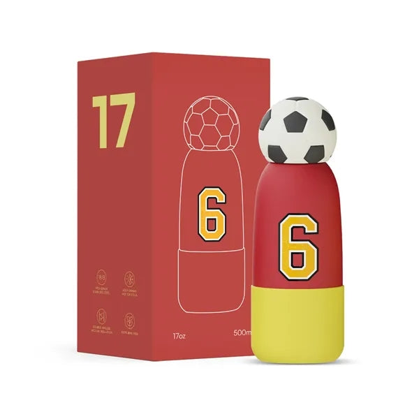 17oz Insulated Water Bottle with Soccer Ball Silicone Lid