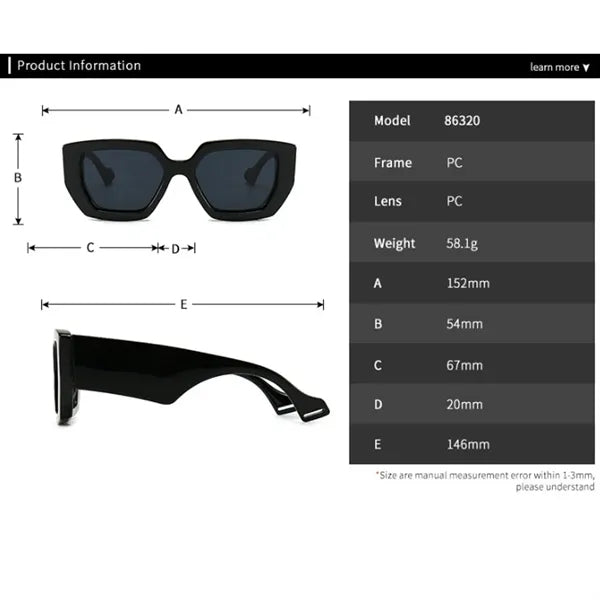 UV Protection Unisex Vintage Square Sunglasses