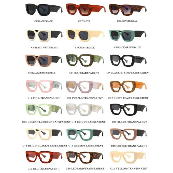 UV Protection Unisex Vintage Square Sunglasses
