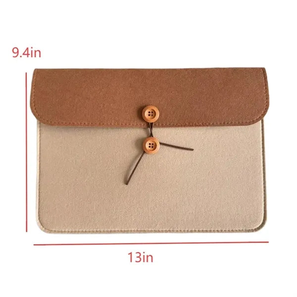 Felt A4 File Bag Document Pocket Button Closure Conference