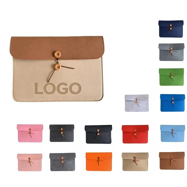 Felt A4 File Bag Document Pocket Button Closure Conference