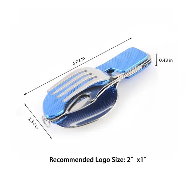 Foldable 4-in-1 Outdoor Dining Utensil Kit for Camping