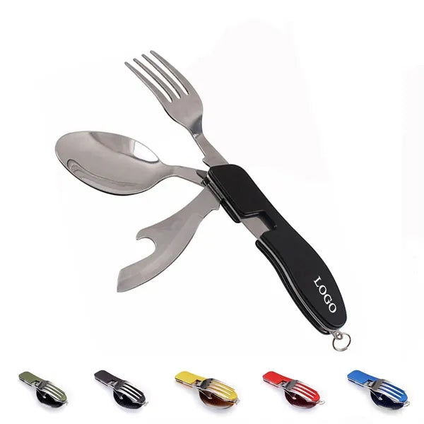 Foldable 4-in-1 Outdoor Dining Utensil Kit for Camping