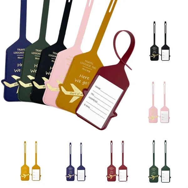 PU Leather Luggage Tag Gold Foil Business Travel Bag