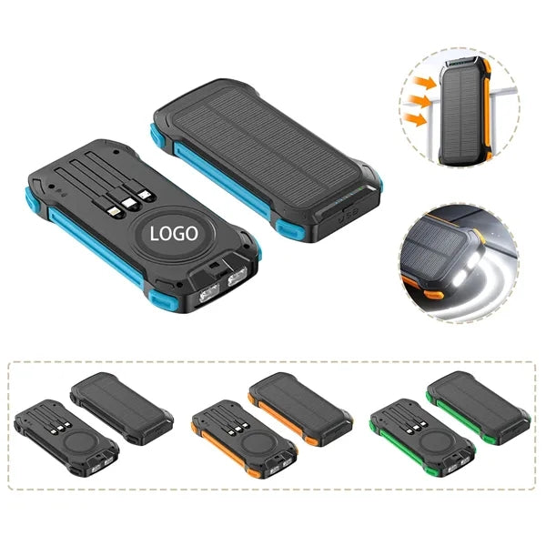 10000mAh Solar Power Bank Wireless Fast Charging With Light
