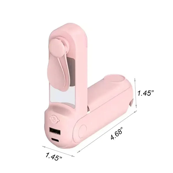 5-in-1 Fan with Power BankMirror Phone Holder Flashlight