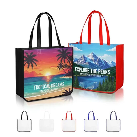 Extra Large Full Color Laminated Curved Bottom Tote Bag