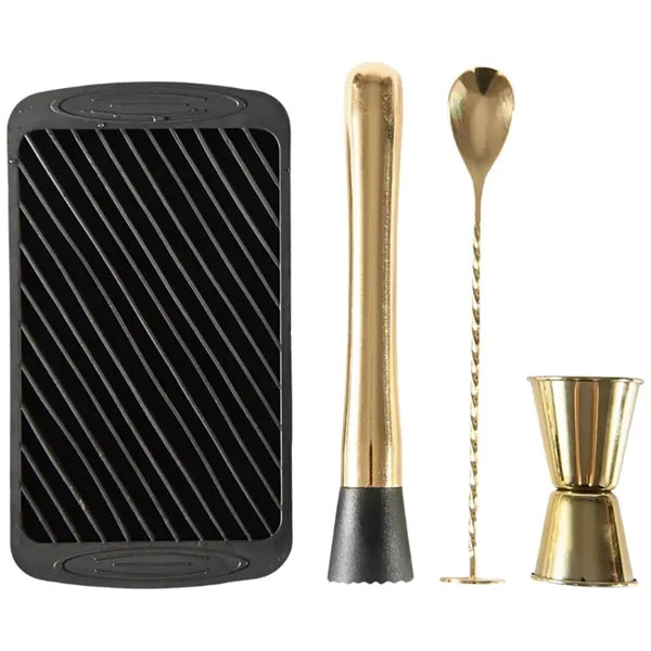 3 Piece Gold Muddler & Mixing Tools Set