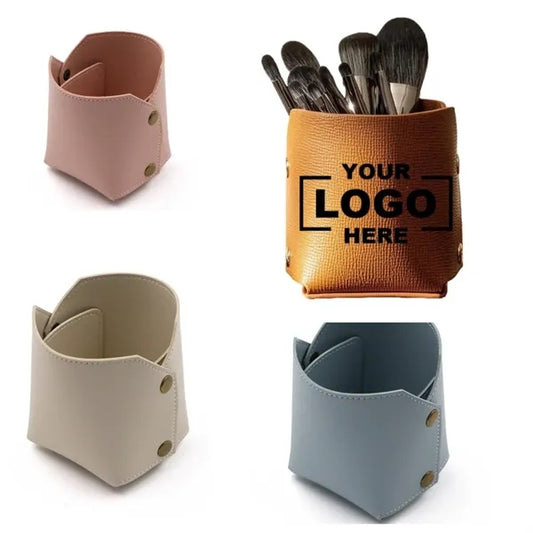 Leather Makeup Brush Storage Pen Holder