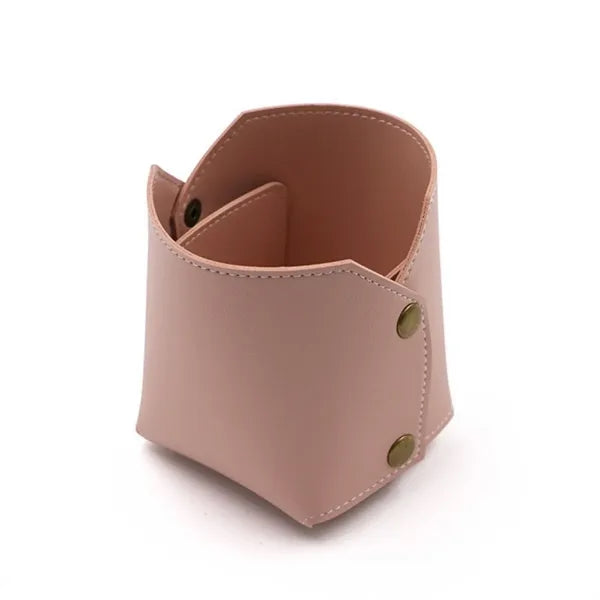 Leather Makeup Brush Storage Pen Holder
