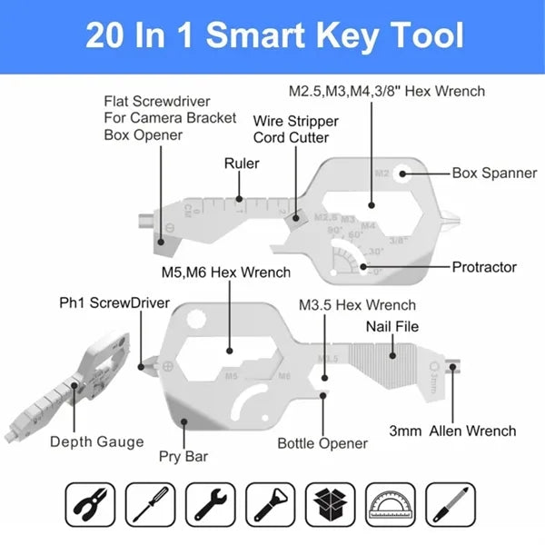 20-in-1 Multi-Function Key Tool