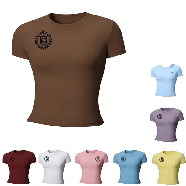 New Women's Sports T-Shirt Naked Feeling Slim Fit Short Slee