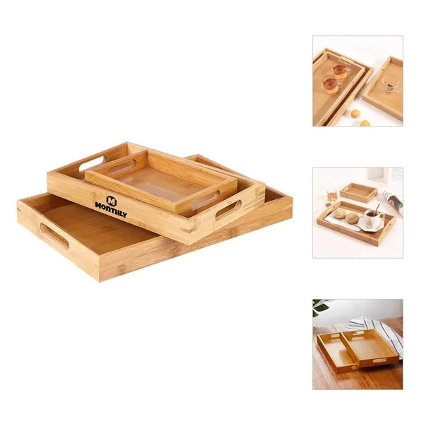 Rectangle Bamboo Tray With Handles