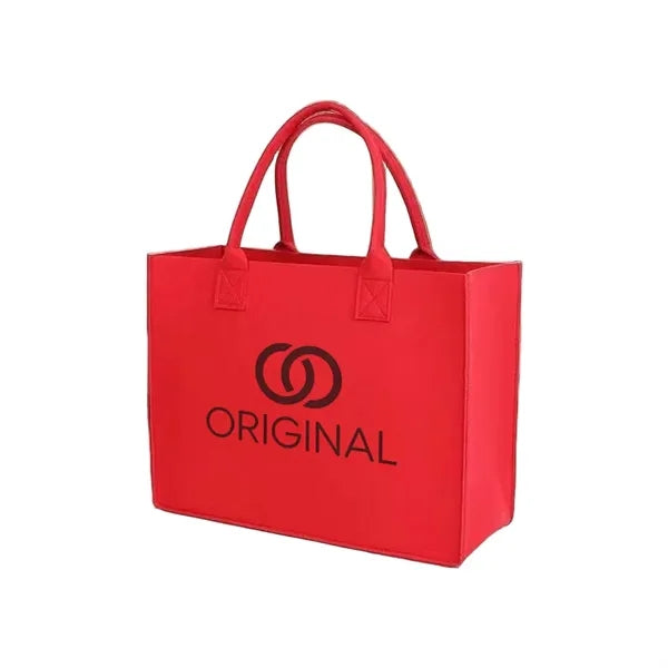 Logo Felt Tote Bag Large Capacity Minimalist Shopper