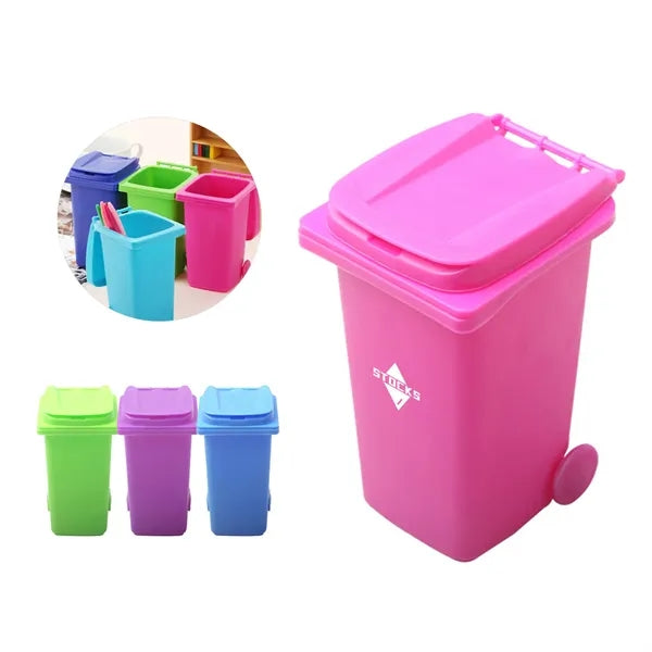 Plastic trash can pen holder