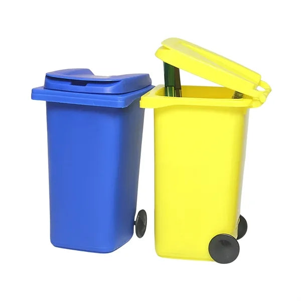 Plastic trash can pen holder
