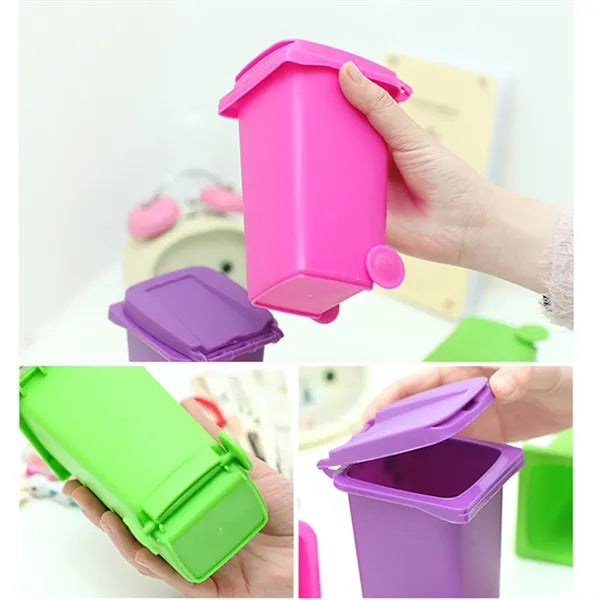 Plastic trash can pen holder