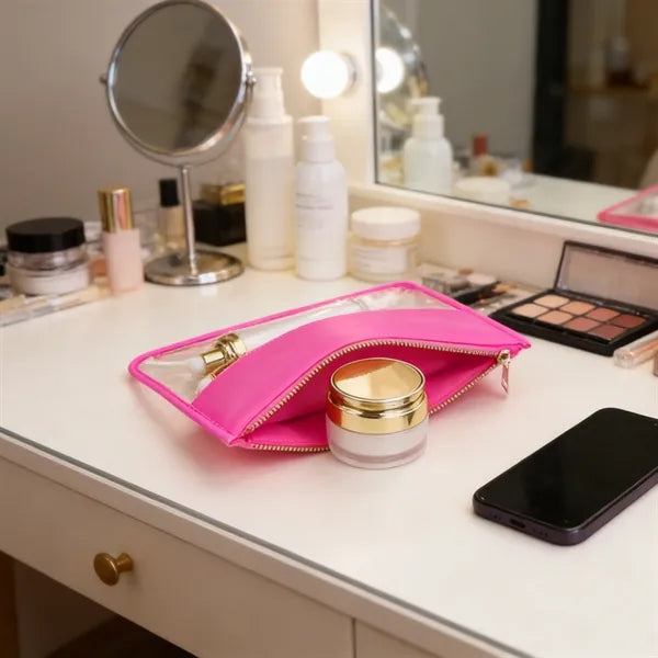 Clear PVC Waterproof Makeup Case Zipper Toiletry Bag