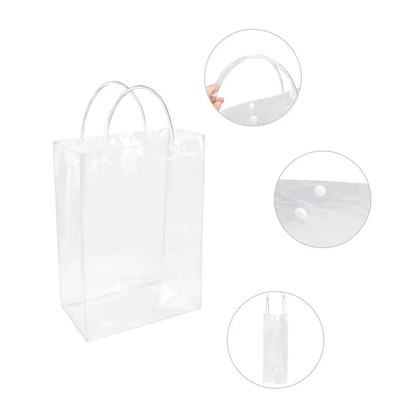 Clear PVC Stadium Tote Bag W/Handles & Snap Closure