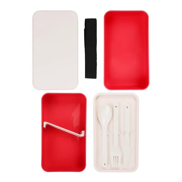 Stackable Bento Lunch Box W/ Bamboo Lid & Utensils
