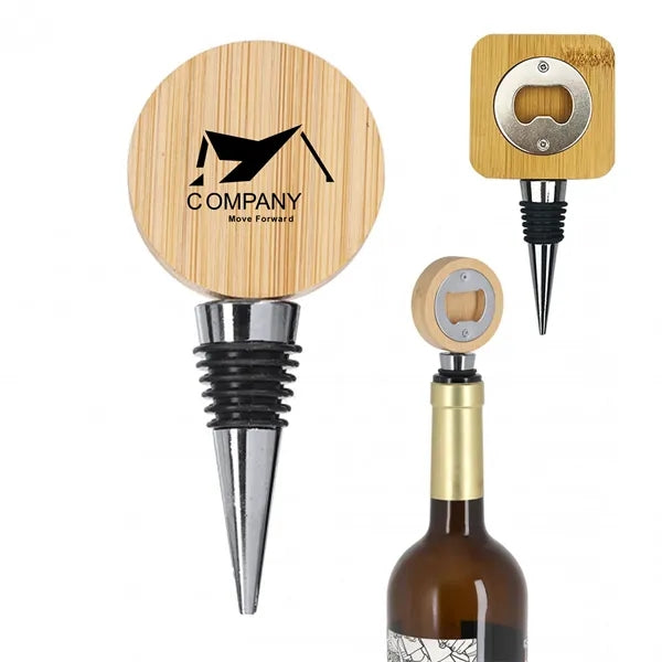 Bamboo Wine Stopper With Bottle Opener
