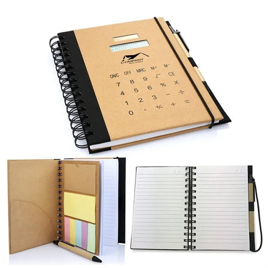 Spiral Notebook with Solar Calculator and Pen