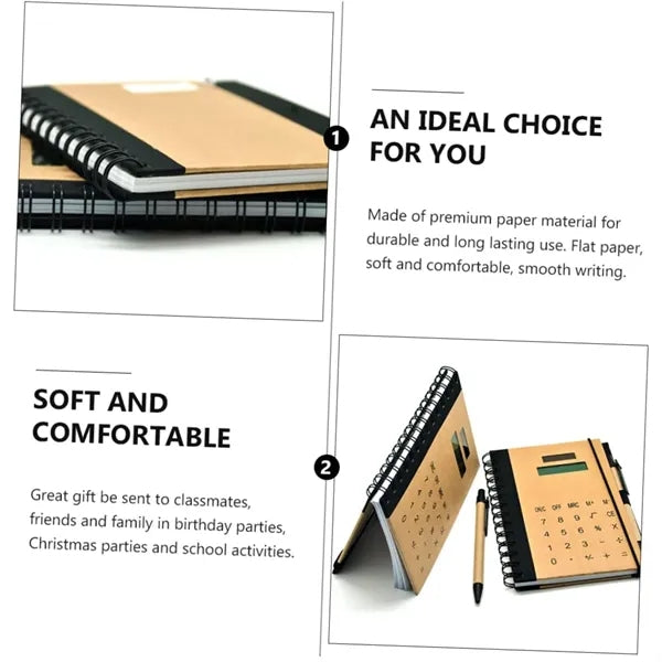 Spiral Notebook with Solar Calculator and Pen