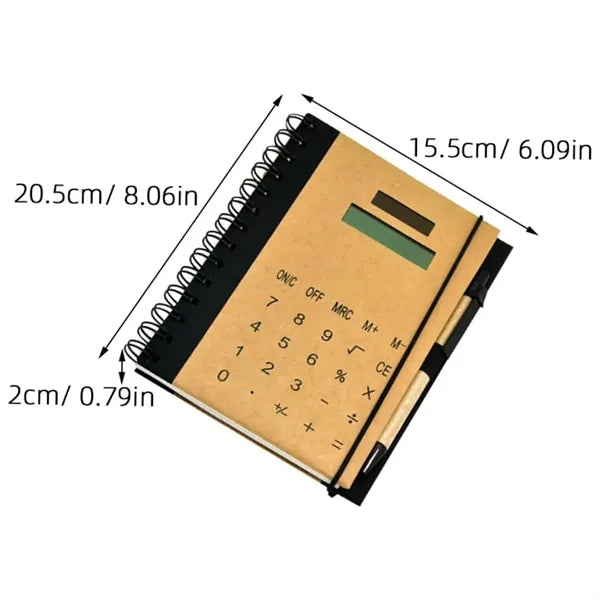 Spiral Notebook with Solar Calculator and Pen