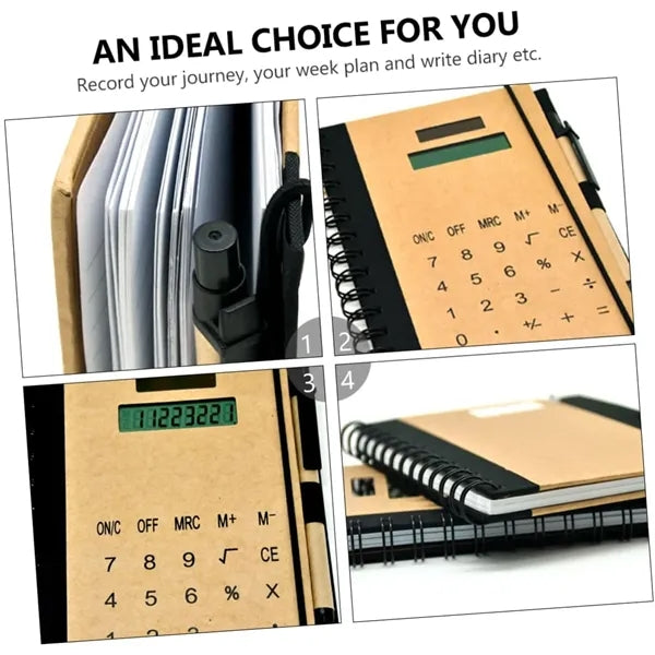 Spiral Notebook with Solar Calculator and Pen