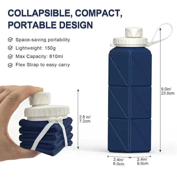 Collapsible 20.6oz Silicone Foldable Travel Water Bottle