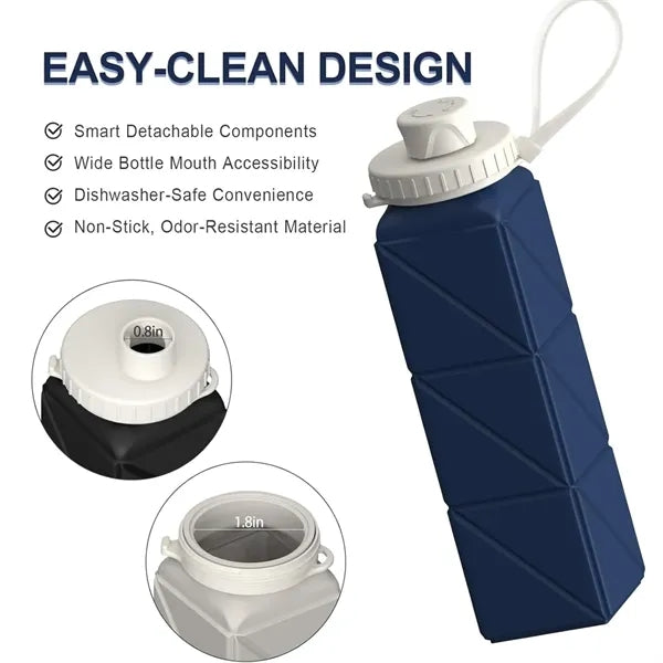 Collapsible 20.6oz Silicone Foldable Travel Water Bottle