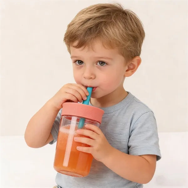 Cute 12oz Plastic Tumbler with Flexible Straw for Kids