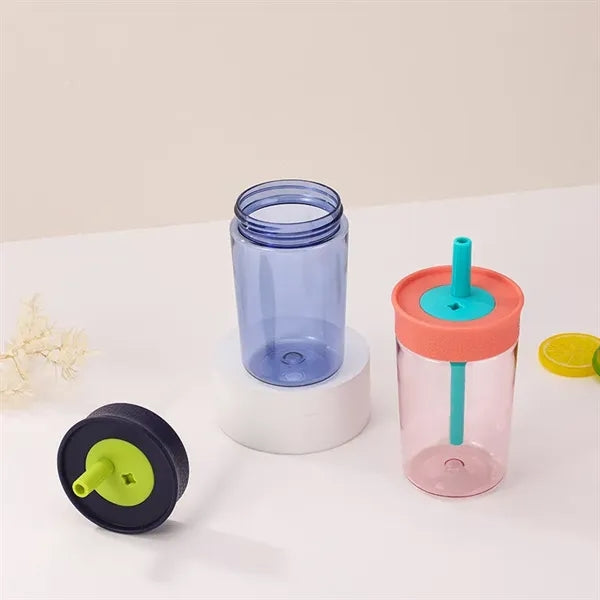Cute 12oz Plastic Tumbler with Flexible Straw for Kids