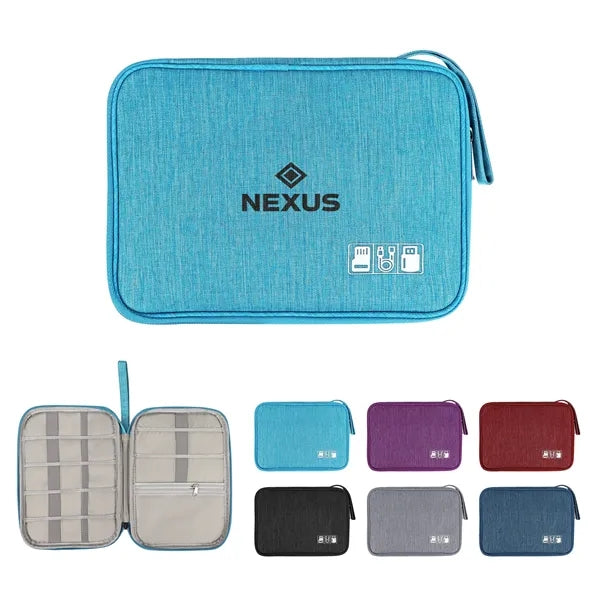Polyester Travel Cable Organizer Bag 9"x6.3"x1.2"