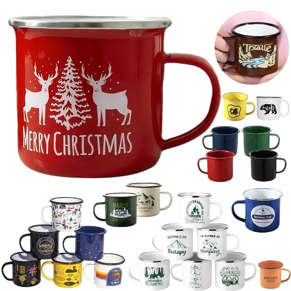 Enamel Mugs Coffee Cups for Hot Cold Beverages
