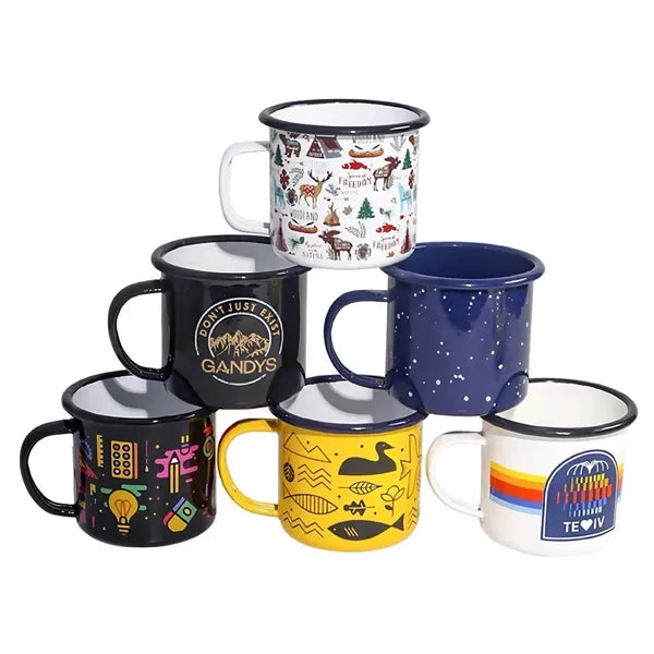 Enamel Mugs Coffee Cups for Hot Cold Beverages
