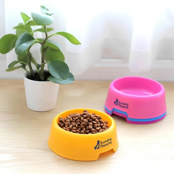 Durable Plastic Round Pet Bowl Candy Colored Dog Cat Dish