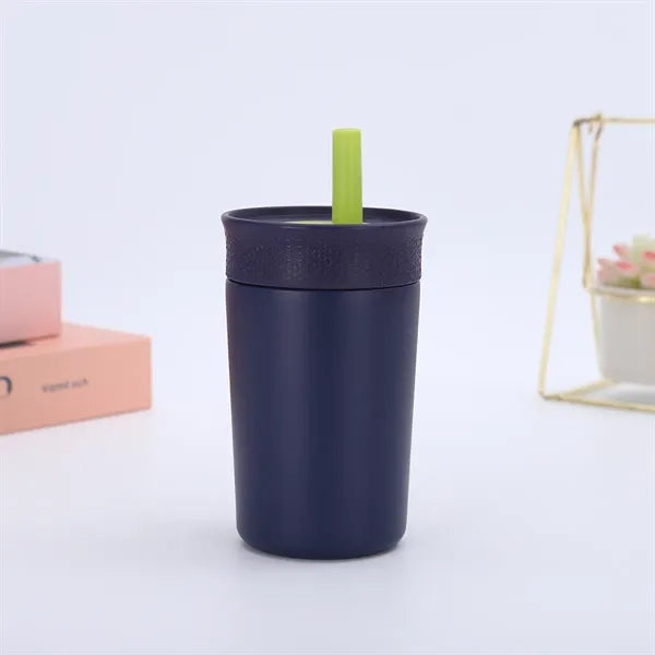 Cute 12oz Kids Stainless Steel Tumbler with Straw