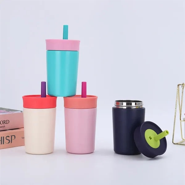 Cute 12oz Kids Stainless Steel Tumbler with Straw