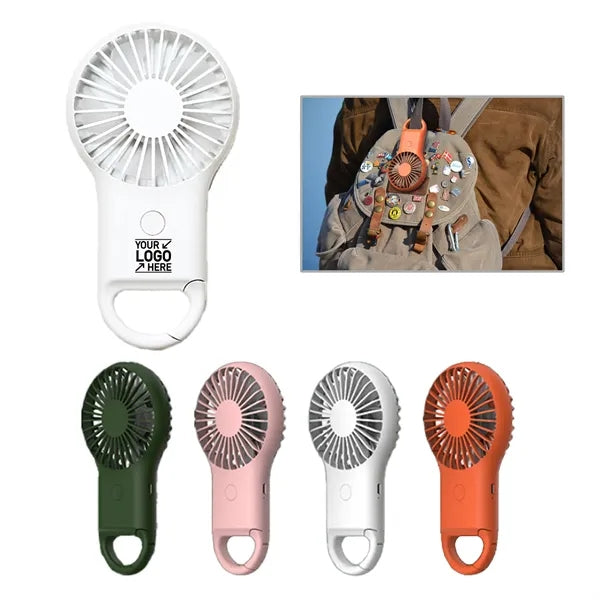 LED Light Handheld Mini Carabiner Keychain Fan