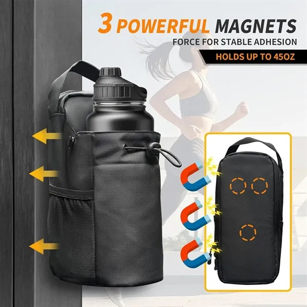 Magnetic Gym Bag Water Bottle Holder With Shoulder Strap