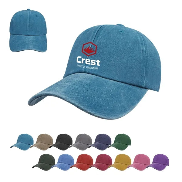 6 Panels Vintage Washed Cotton Baseball Cap
