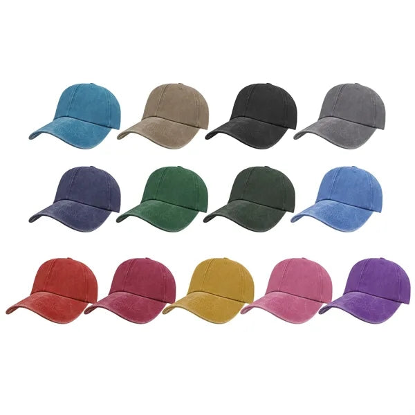 6 Panels Vintage Washed Cotton Baseball Cap