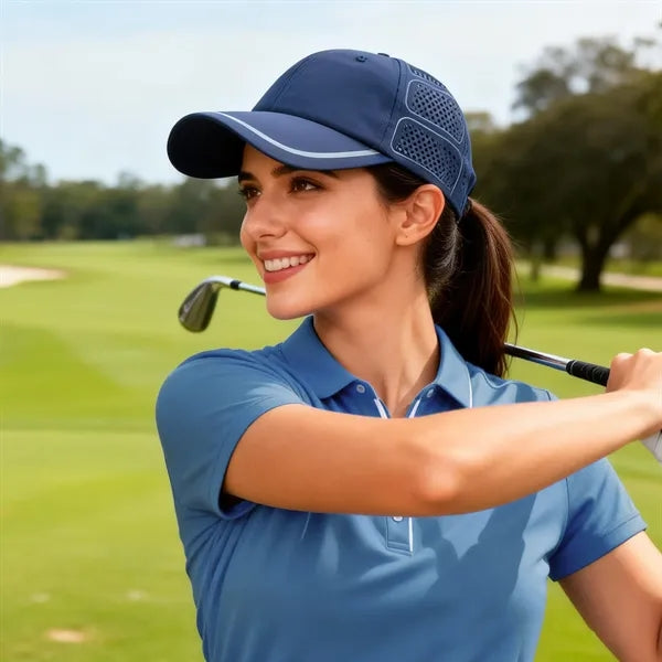 6 Panel Lightweight Breathable Golf Hat W/ Vents