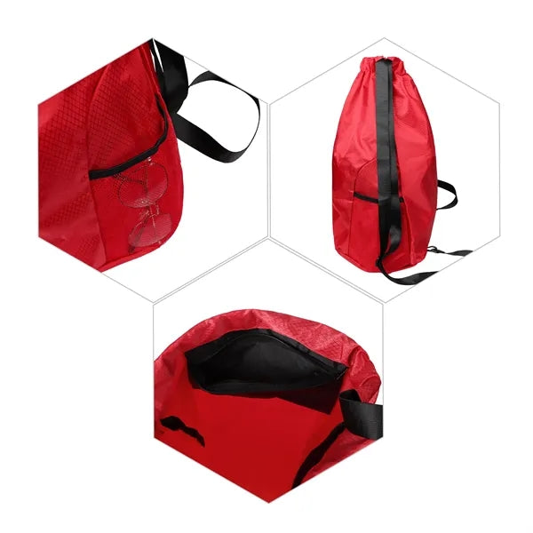 Large Sport Drawstring Backpack W/ Side Mesh Pocket