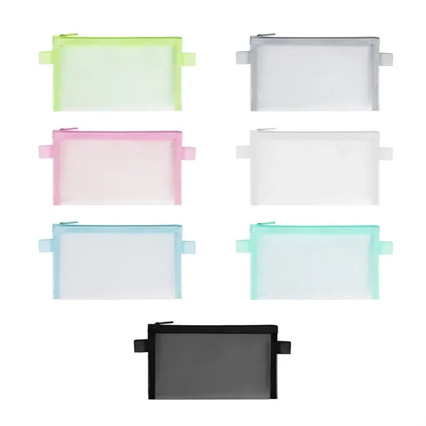 Transparent Nylon Mesh Pencil Pouch W/ Zipper 8"x4.7"